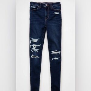 American Eagle Outfitters Dream Jeans Dark Denim Skinny Jegging Distressed 0